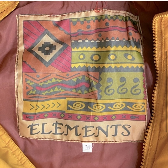 Vintage 90s Elements Mustard Yellow Coat With Removable Hood M - Picture 3 of 16